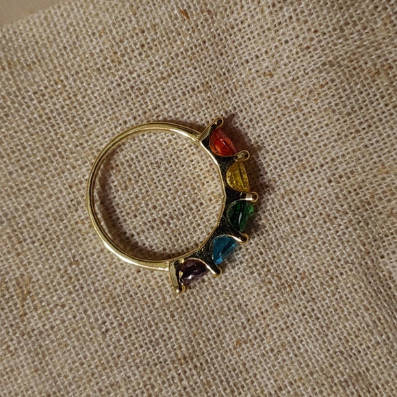Multicolor rainbow ring size 7 gold - Picture 2 of 3